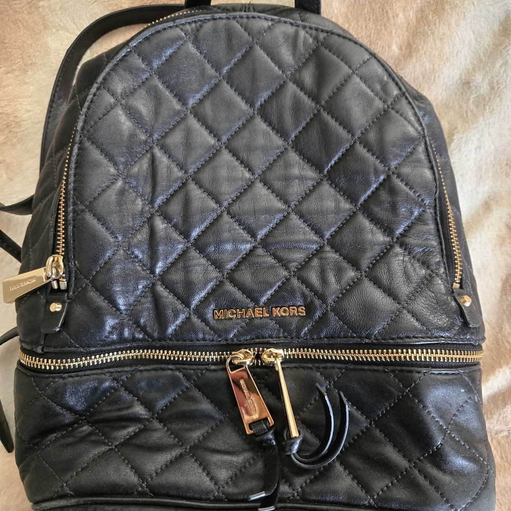 Michael Kors Black Quilted Backpack